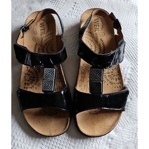 Dr. Andrew Weil Sonora  Orthaheel Black Leather Sandals  Sz 11 / 42 M/Spain NEW
